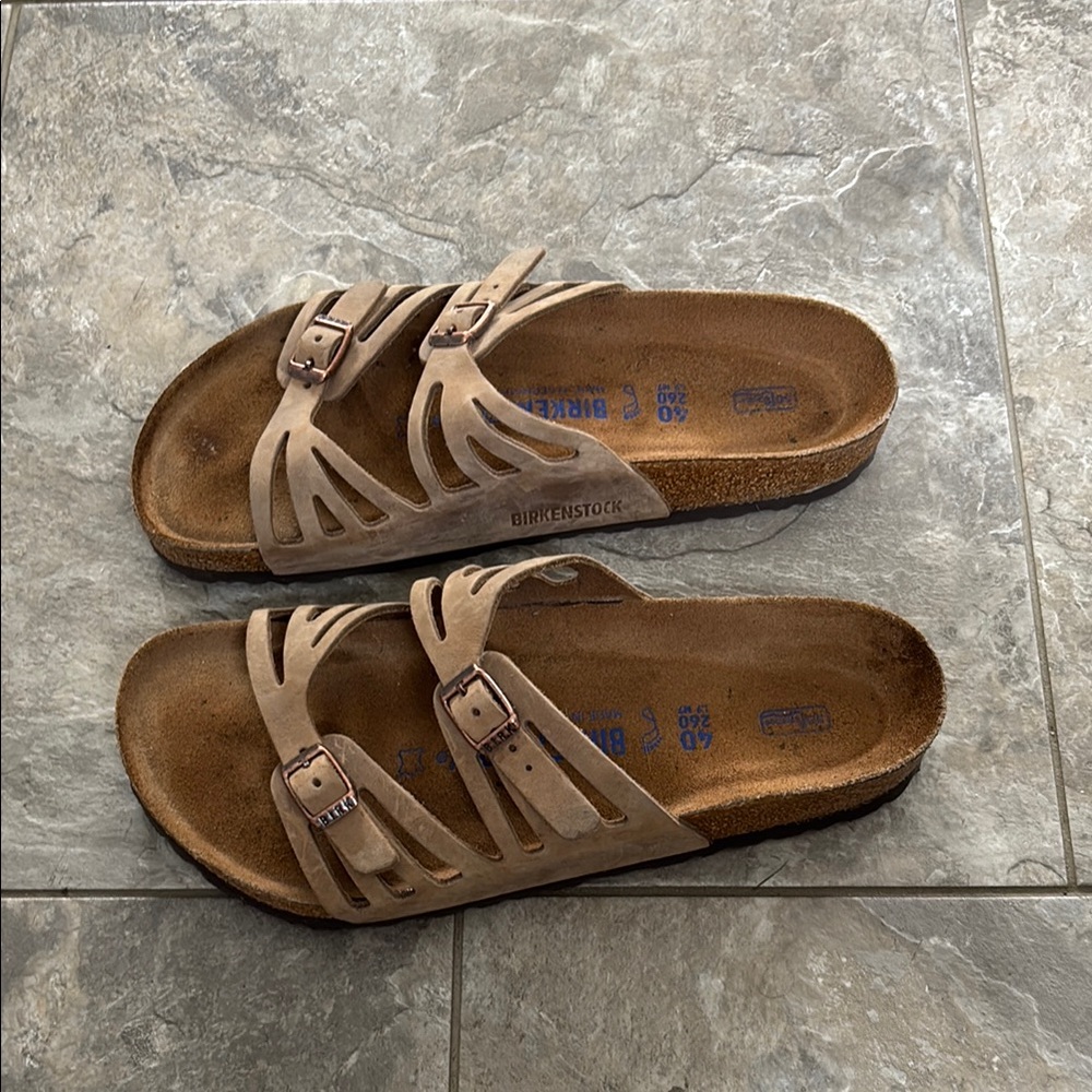 Birkenstock Tan Sandals with Contoured Footbed